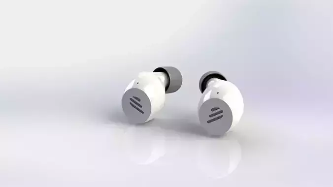 A pair of Bluetooth headsets modeled using SOLIDWORKS