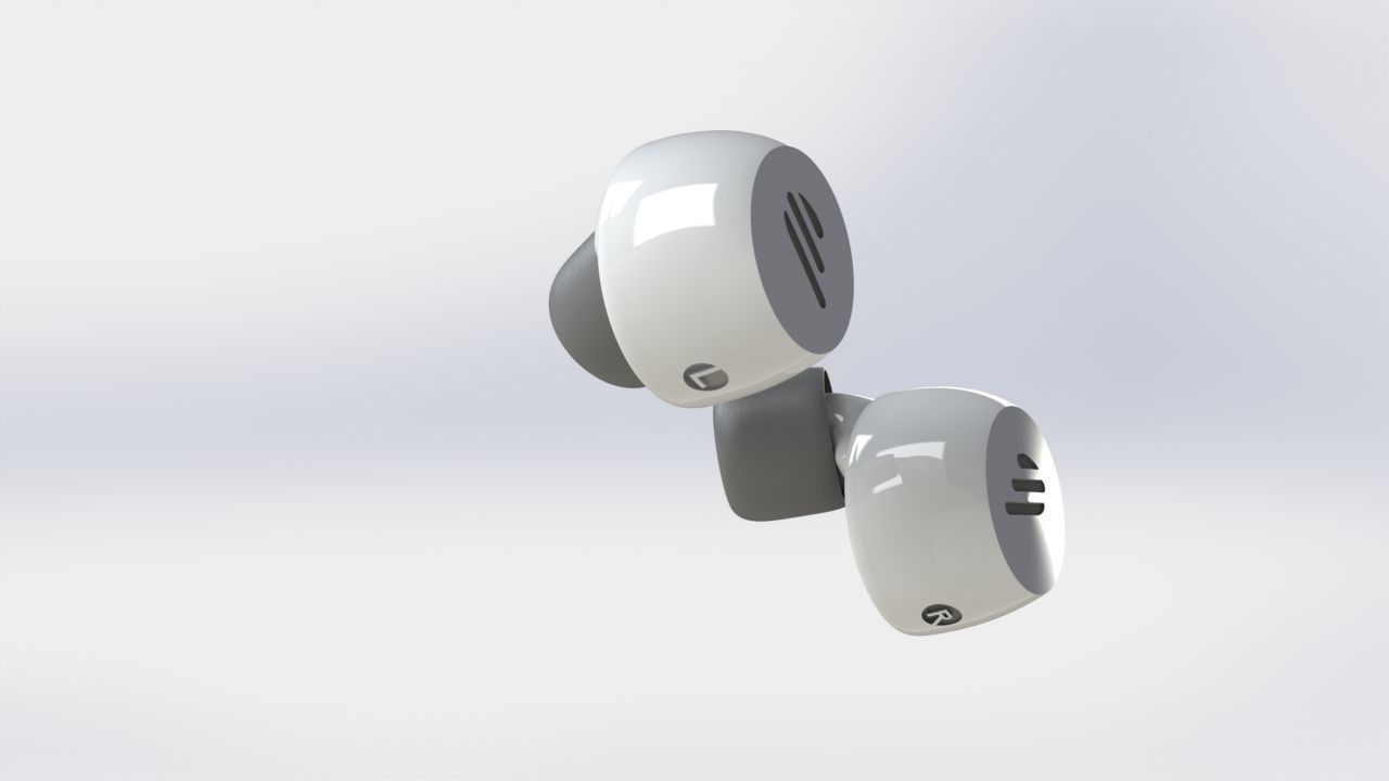A pair of Bluetooth headsets modeled using SOLIDWORKS 3D print model_1