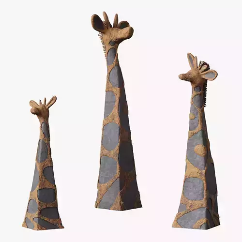 Sculpture in Clay Giraffes 3D model