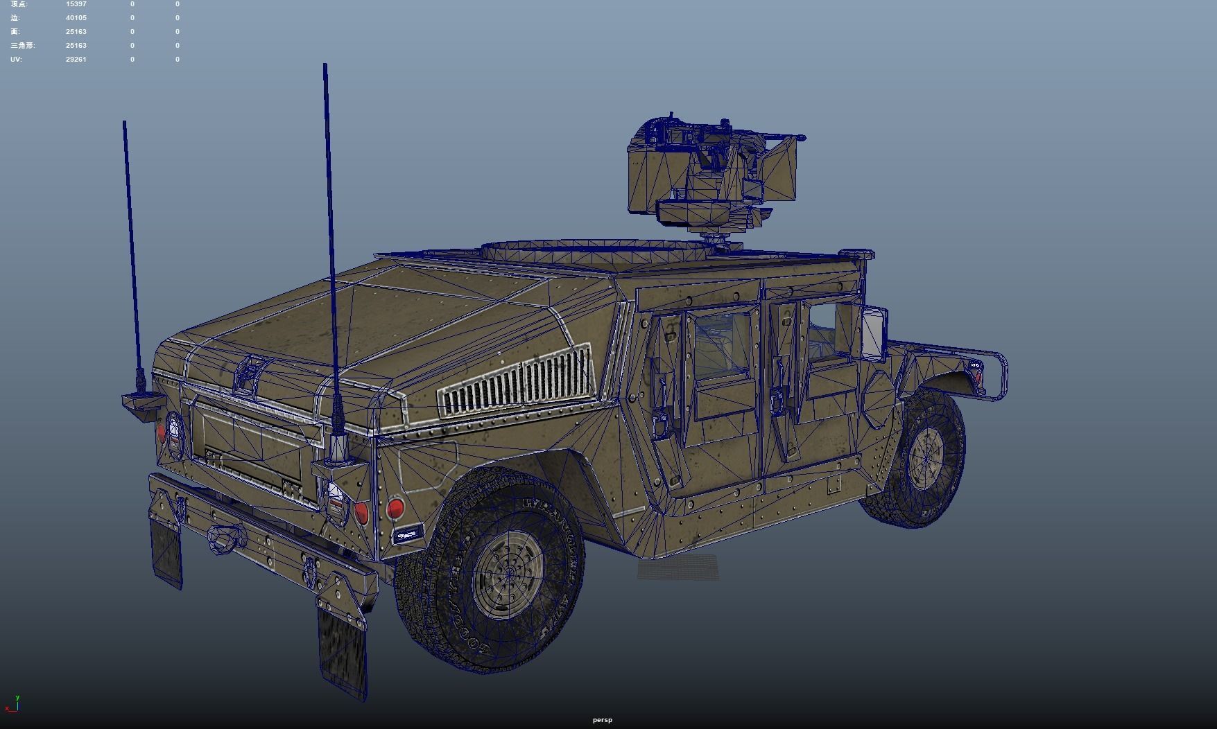 Hummer Low-poly 3D model_8