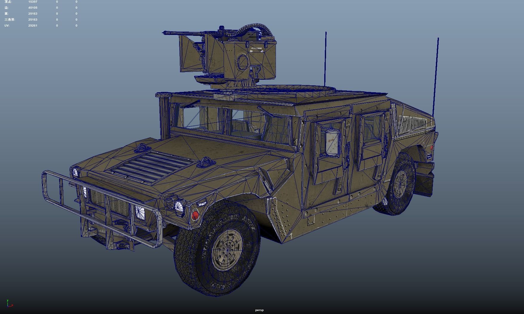 Hummer Low-poly 3D model_5