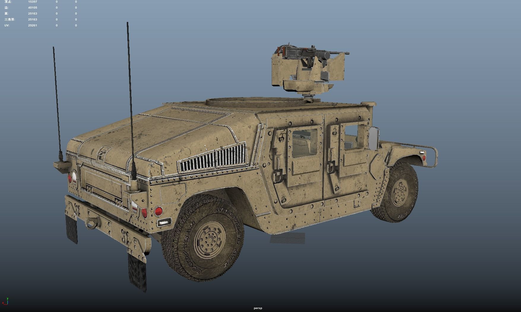 Hummer Low-poly 3D model_7