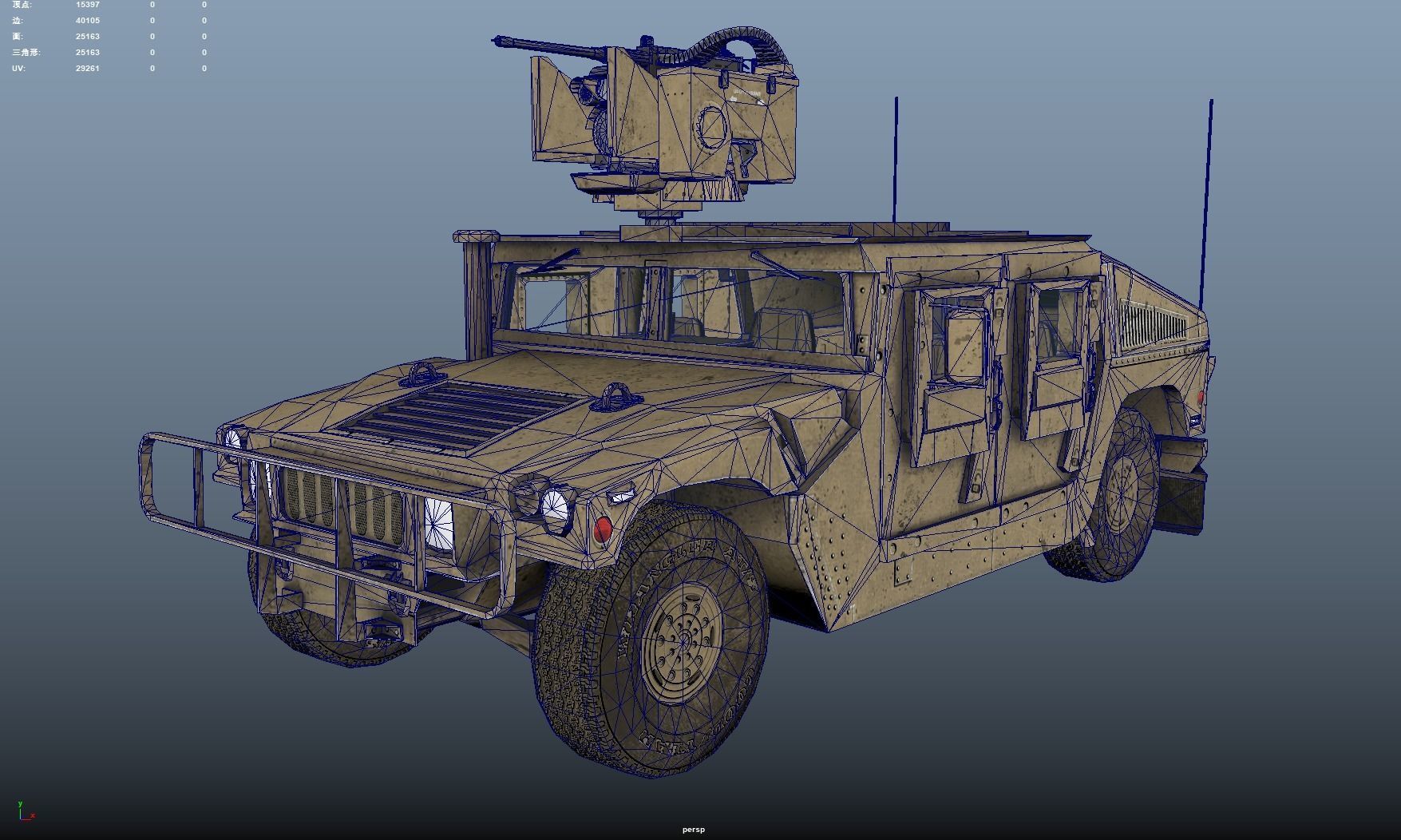 Hummer Low-poly 3D model_5
