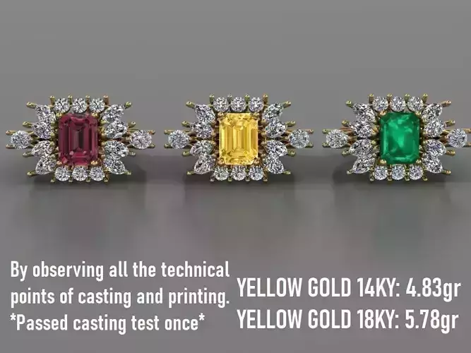 Emerald Halo Wedding Engagement Ring 08 -