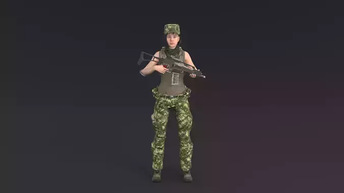 Female Soldier Rigged Low-poly 3D model Female Soldier Rigged Low-poly 3D model