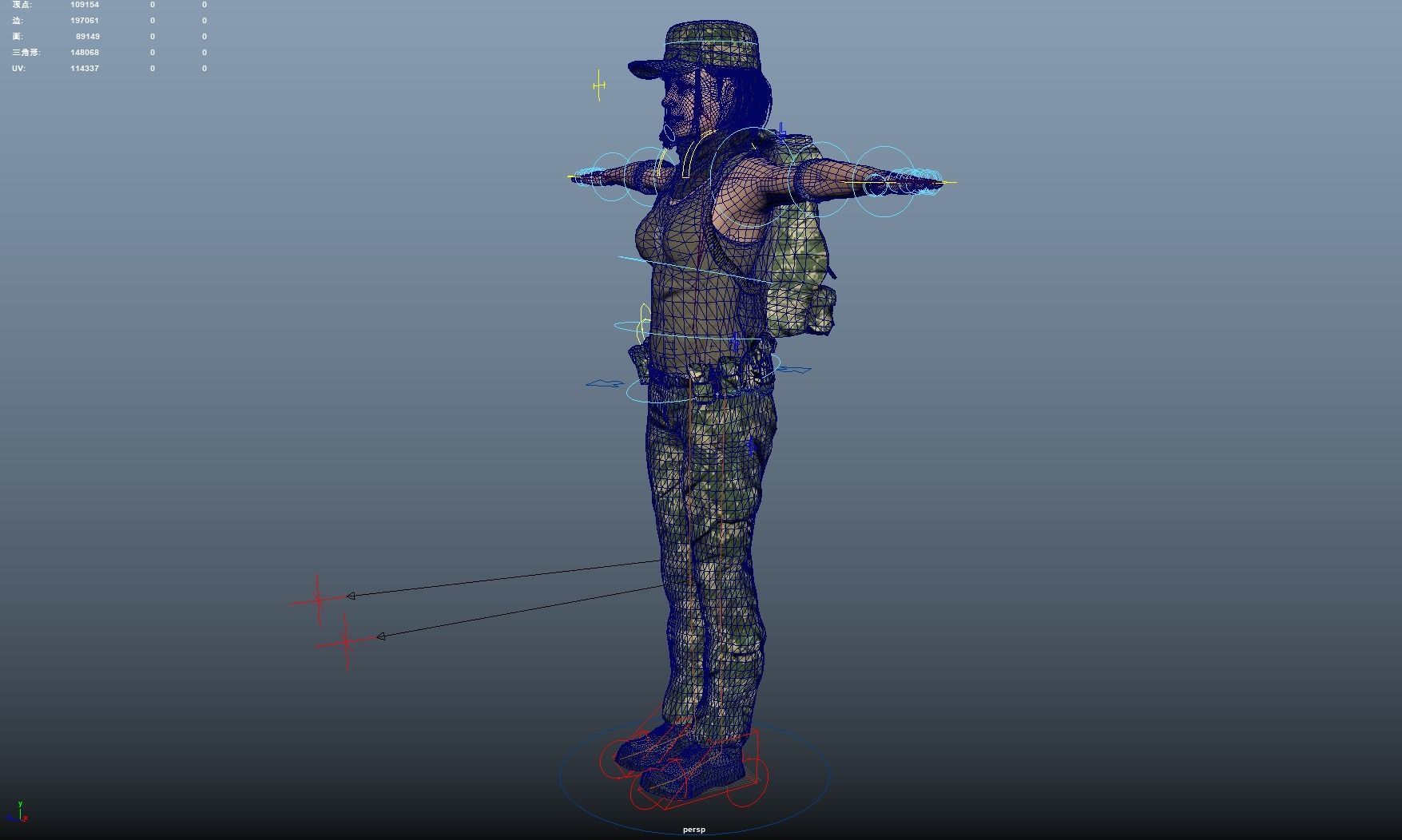 Female Soldier Rigged Low-poly 3D model_9