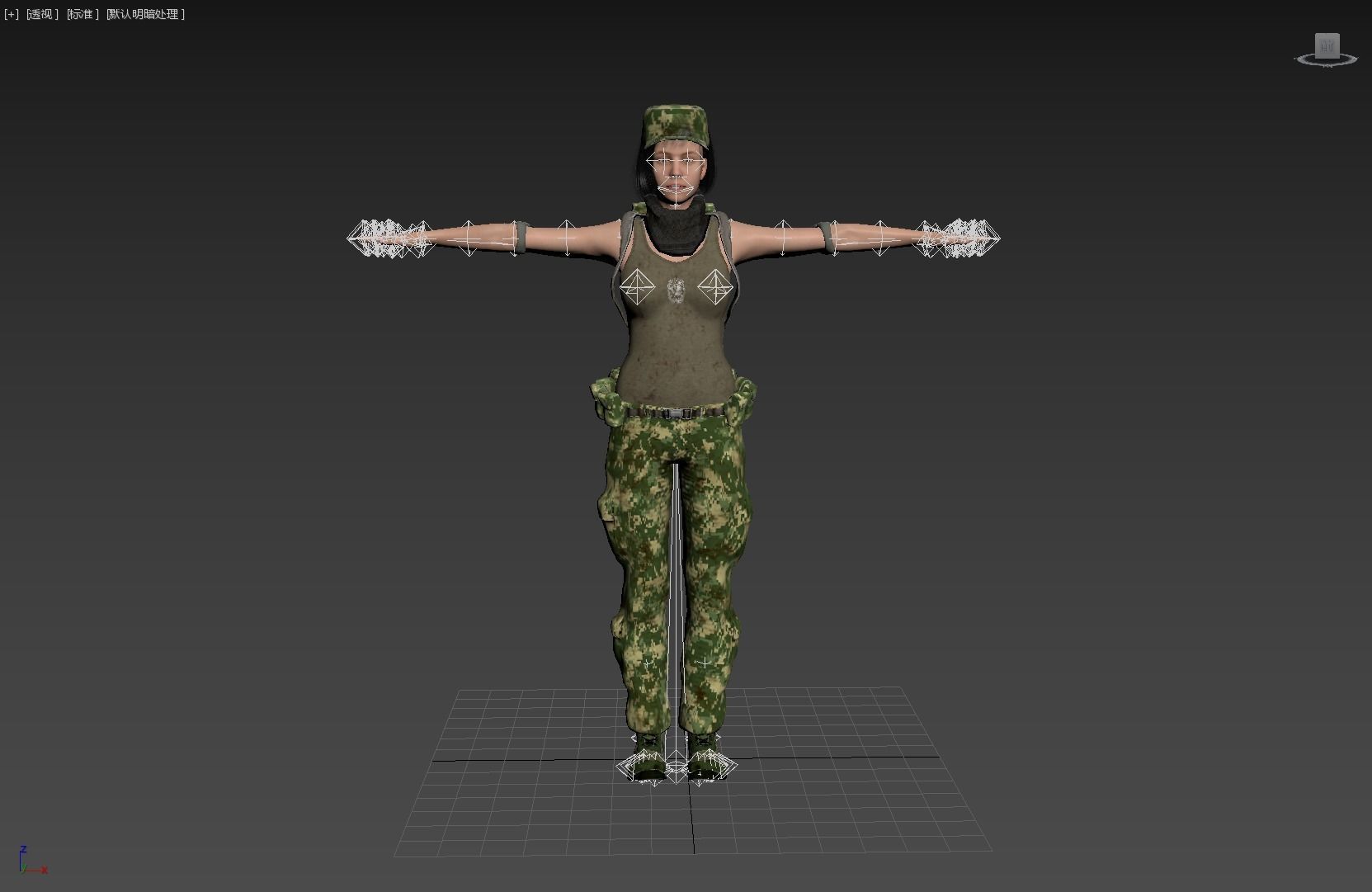 Female Soldier Rigged Low-poly 3D model_10