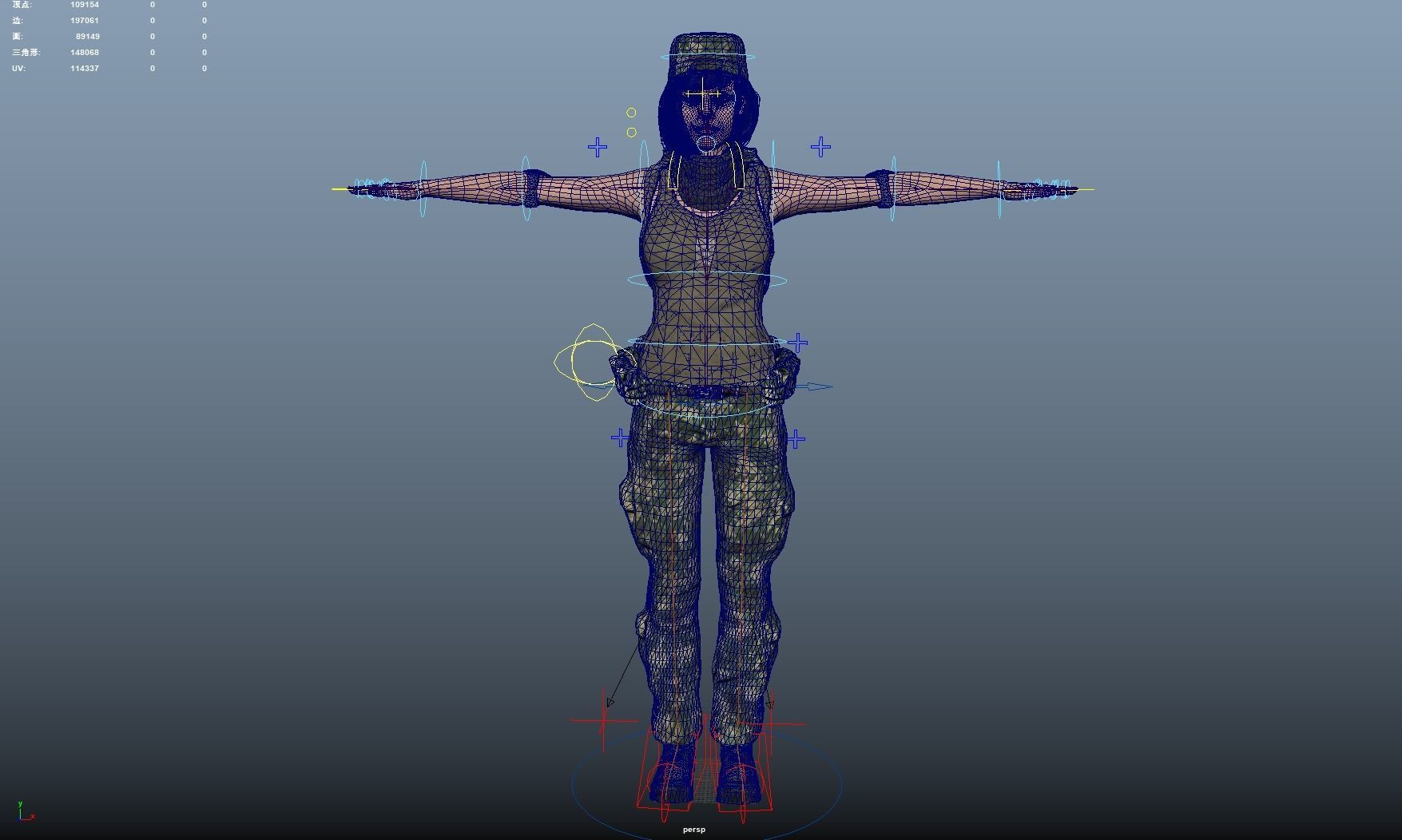 Female Soldier Rigged Low-poly 3D model_7