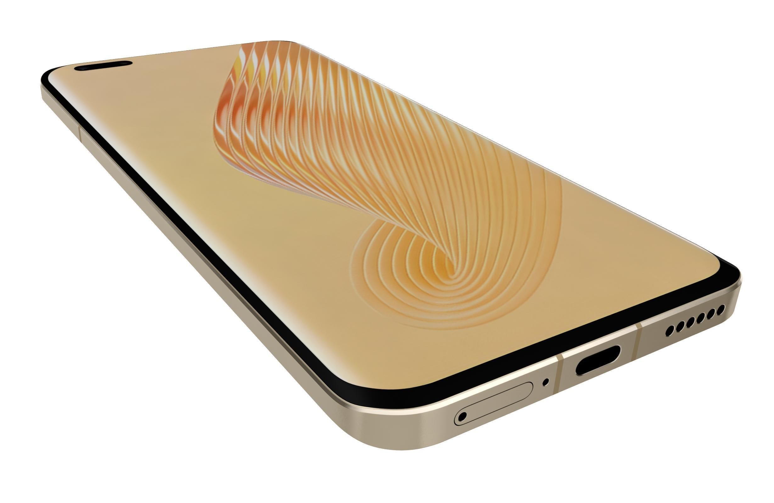 Honor Magic5 Pro Orange Low-poly 3D model_11