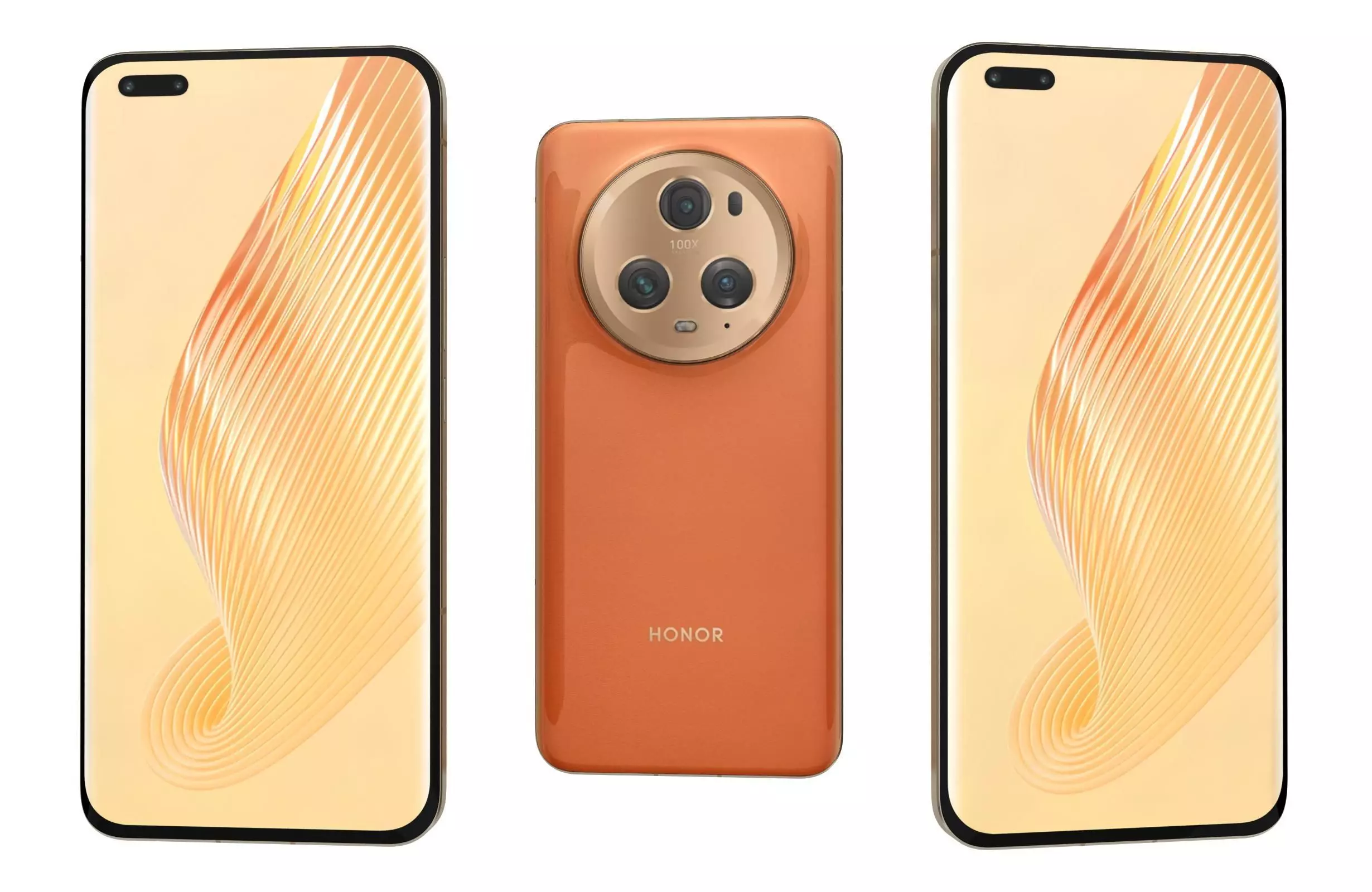 Honor Magic5 Pro Orange Low-poly 3D model_0