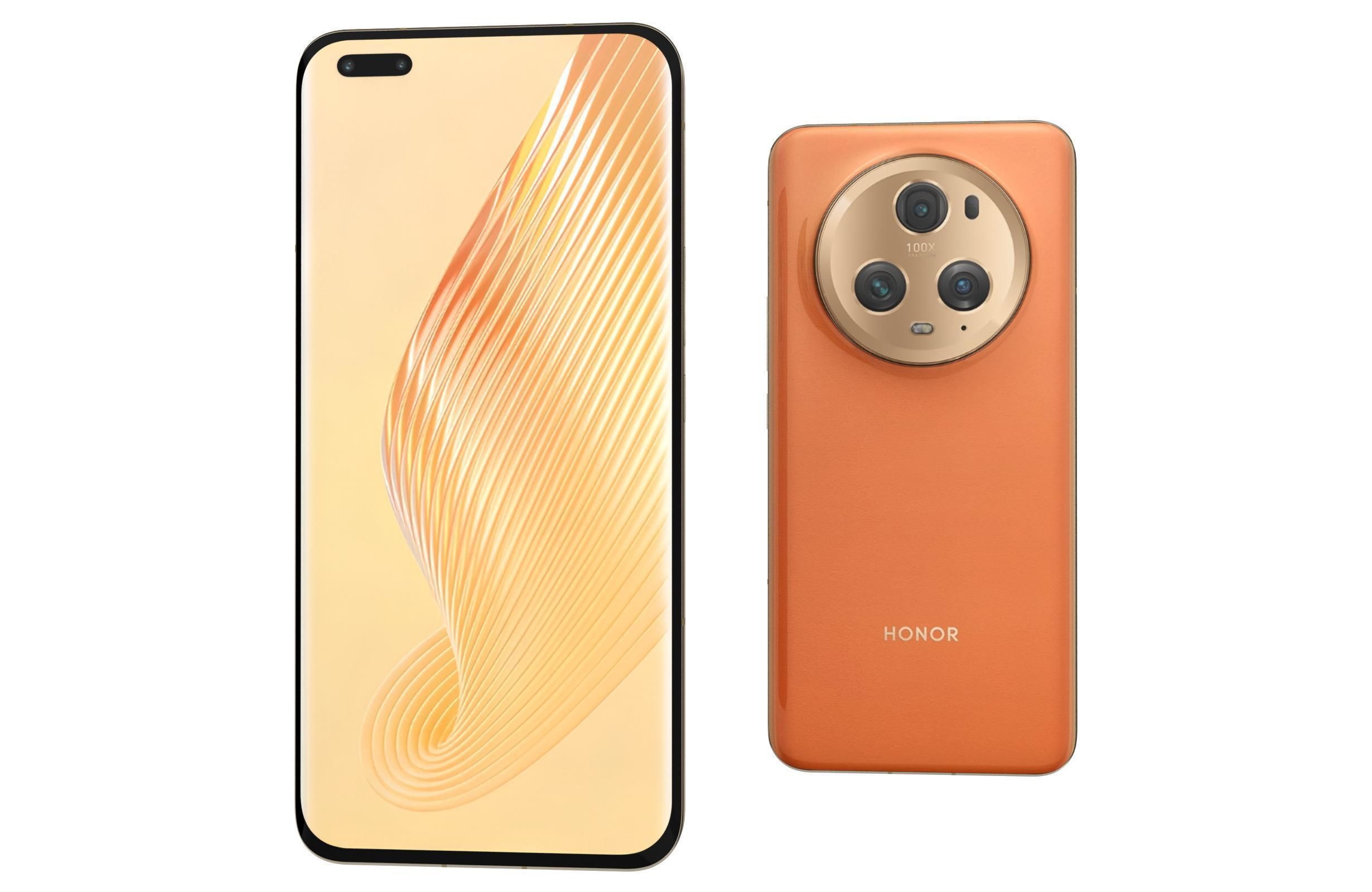 Honor Magic5 Pro Orange Low-poly 3D model_6