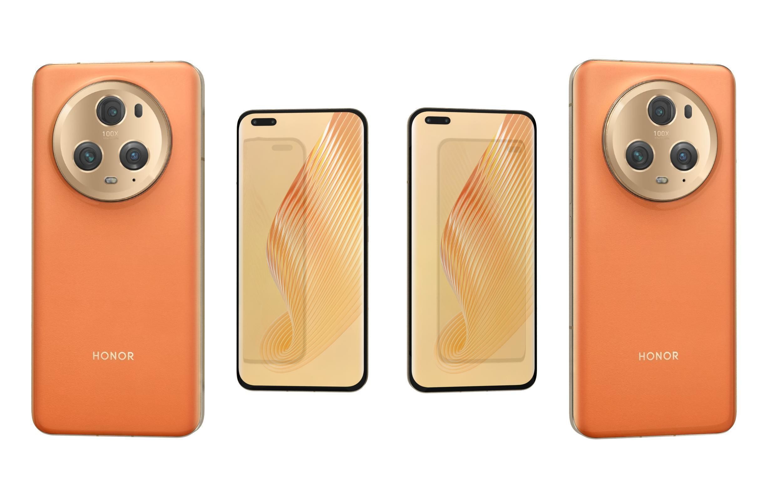 Honor Magic5 Pro Orange Low-poly 3D model_1