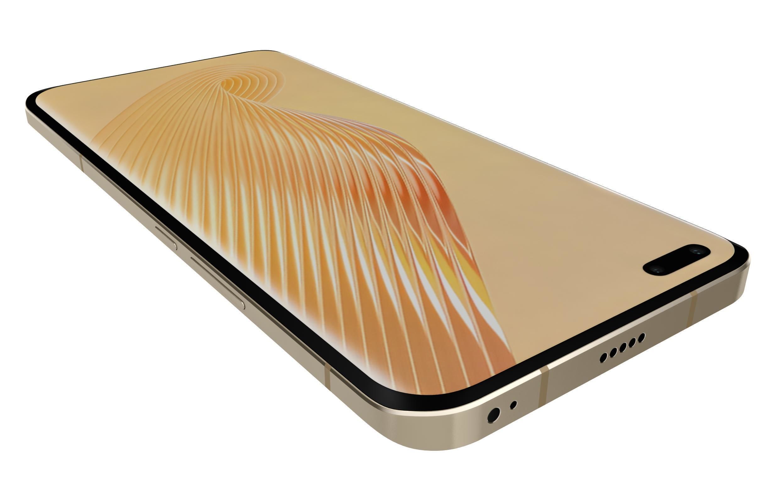 Honor Magic5 Pro Orange Low-poly 3D model_12