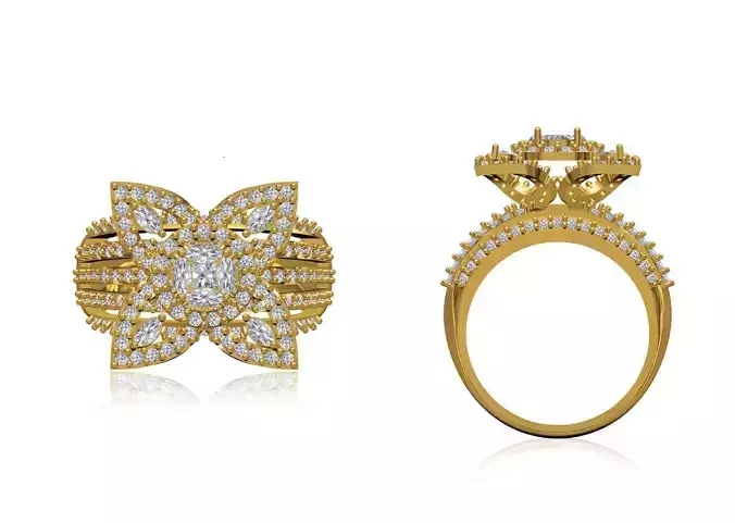 Women Wedding Engagement Ring STL OBJ FBX JCD Details