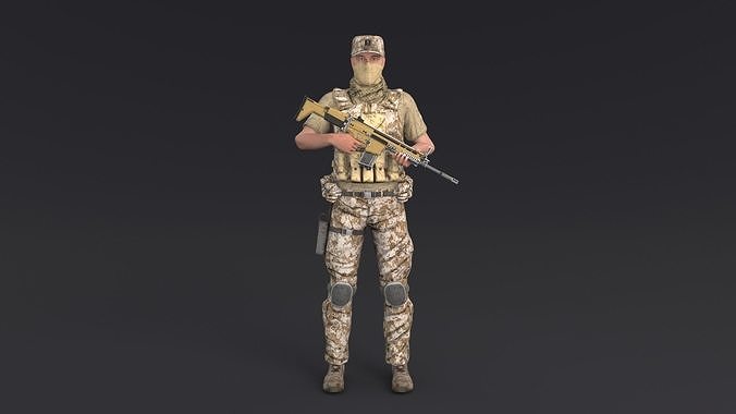 Soldier Rigged Low-poly 3D model