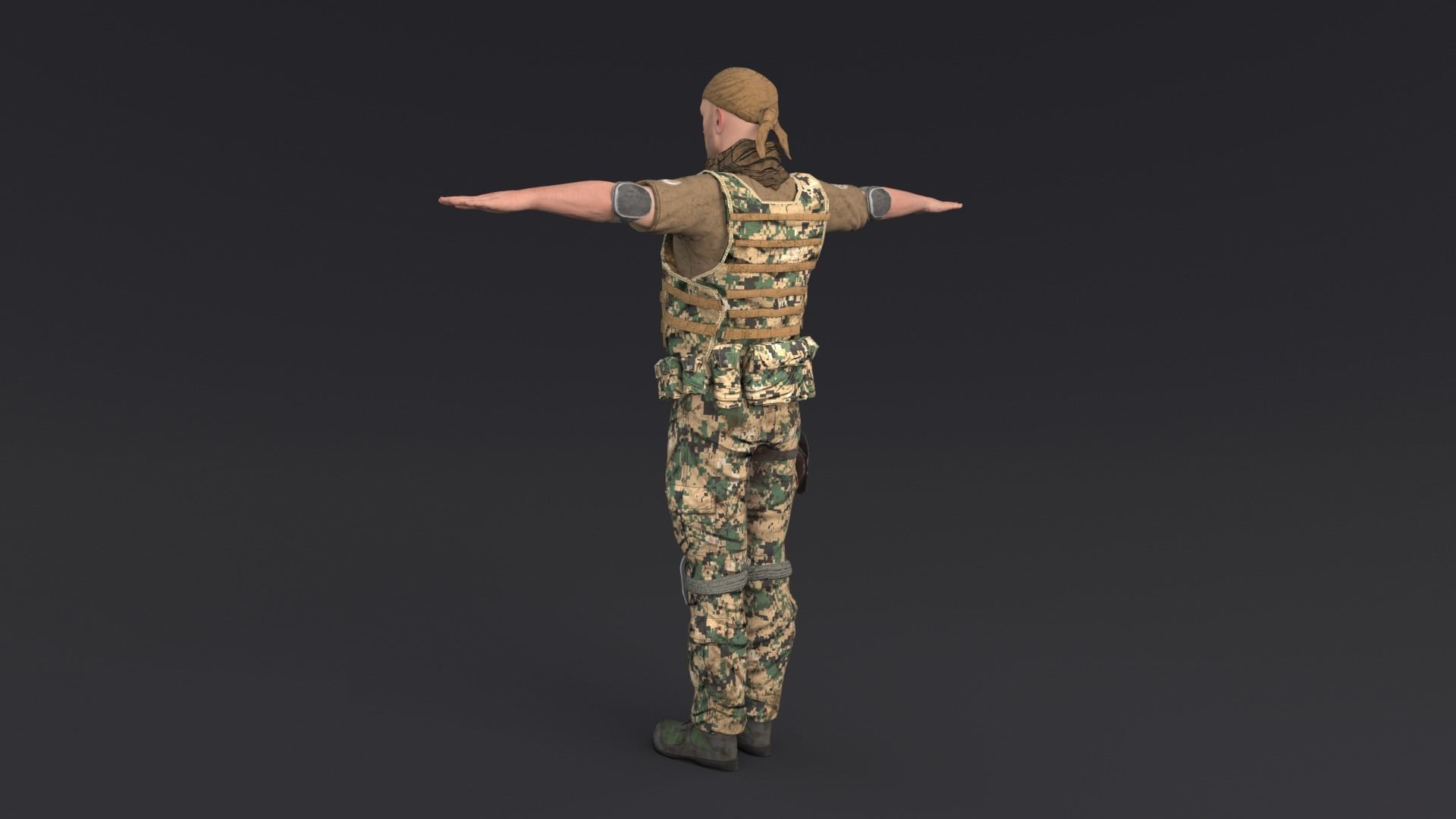 Soldier Rigged Low-poly 3D model_3