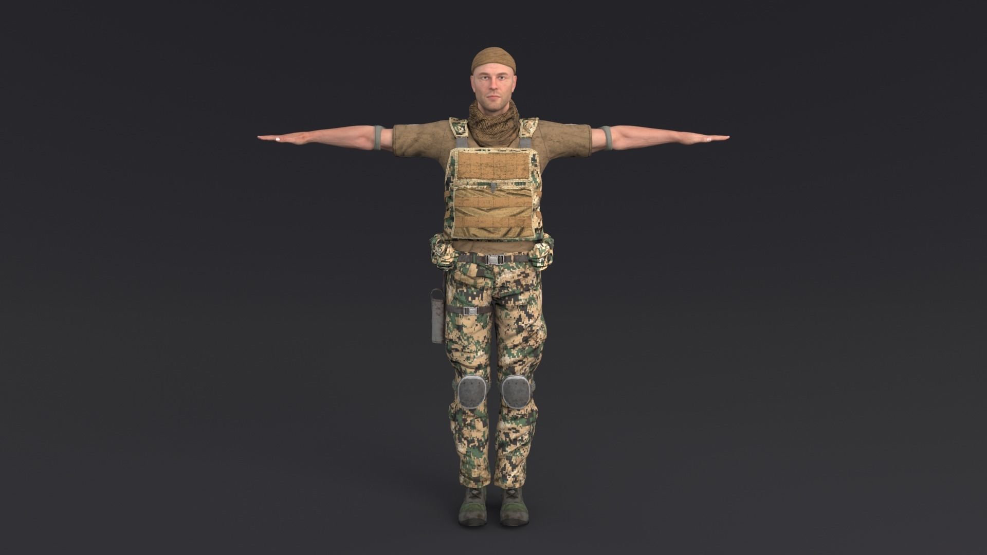 Soldier Rigged Low-poly 3D model_1
