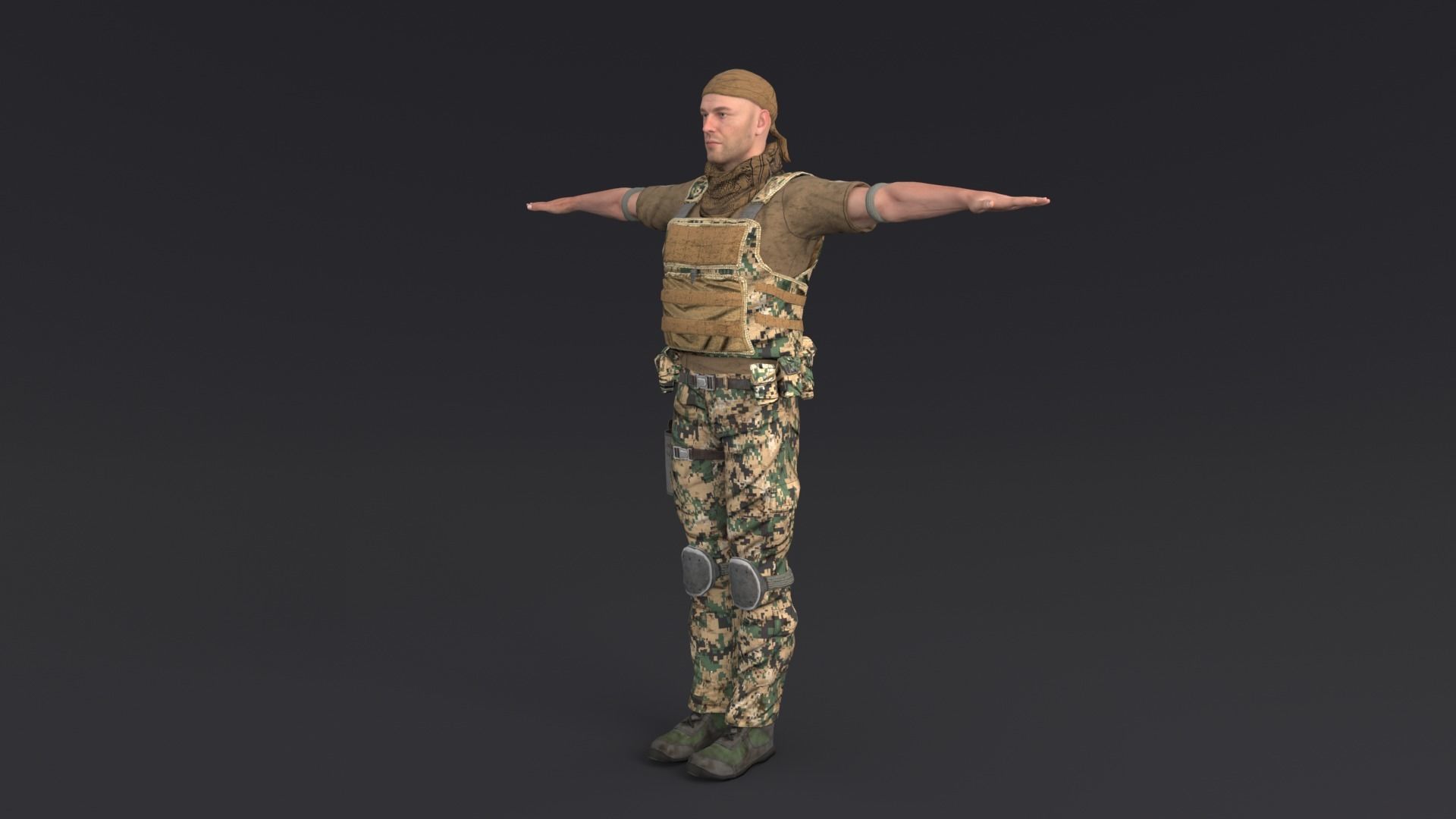 Soldier Rigged Low-poly 3D model_2