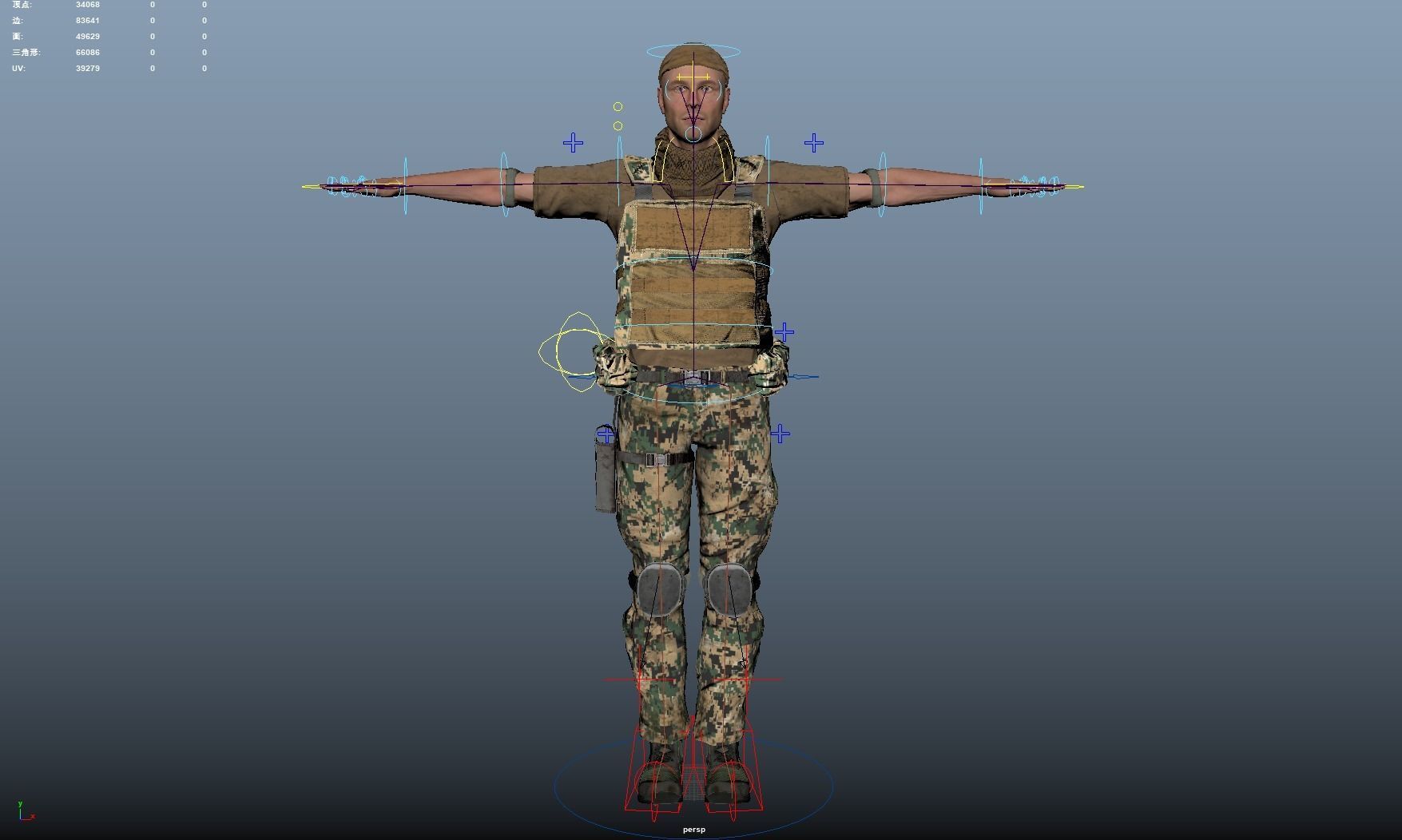 Soldier Rigged Low-poly 3D model_8