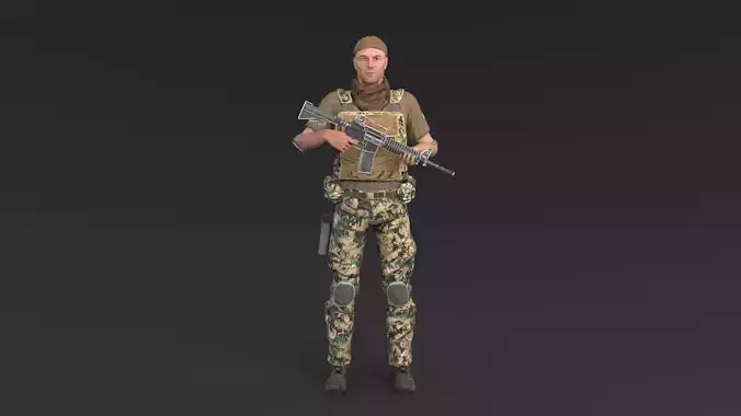 Soldier Rigged Low-poly 3D model