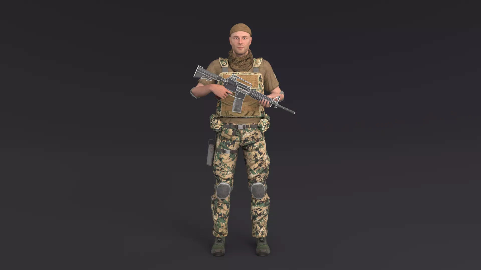 Soldier Rigged Low-poly 3D model_0