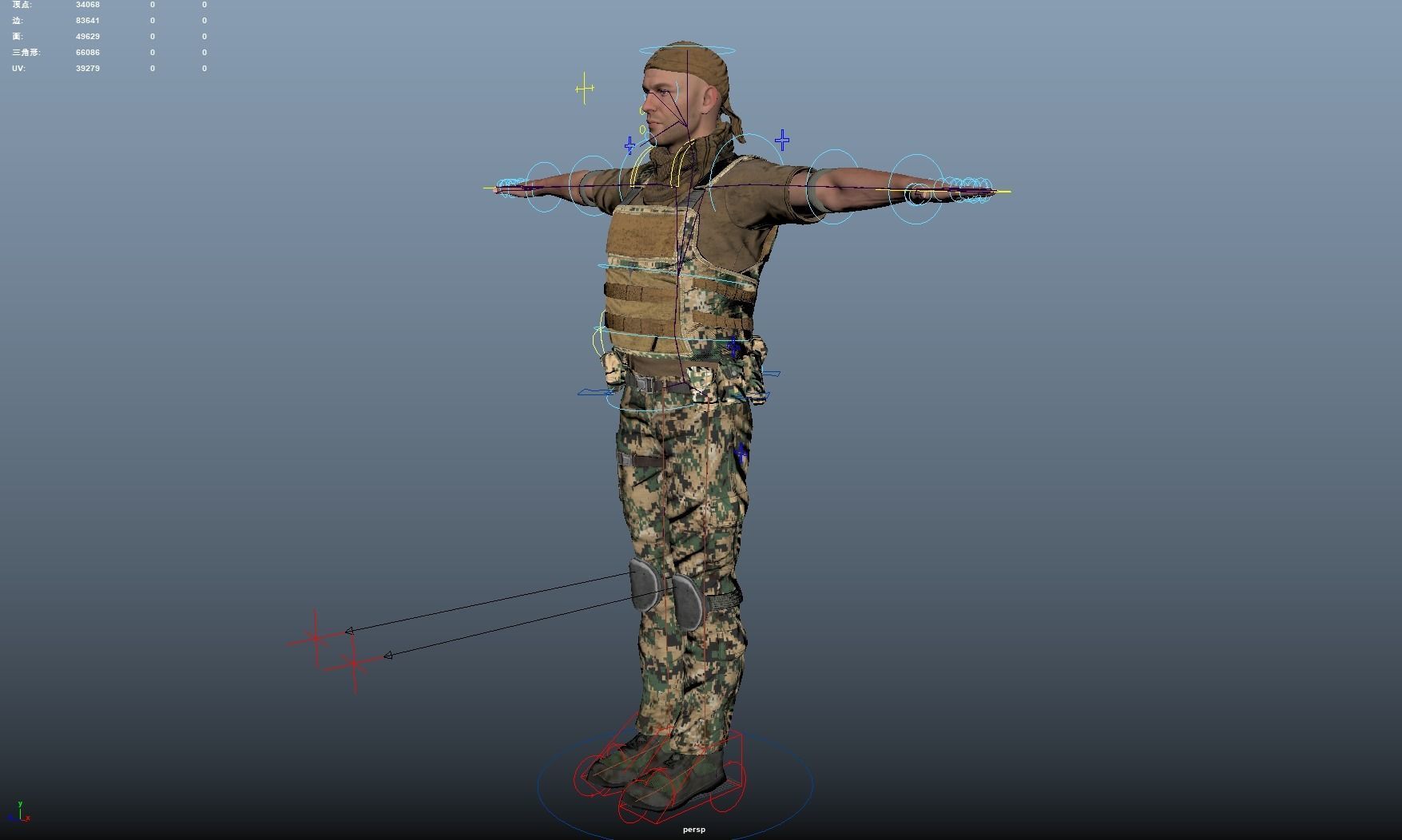 Soldier Rigged Low-poly 3D model_9