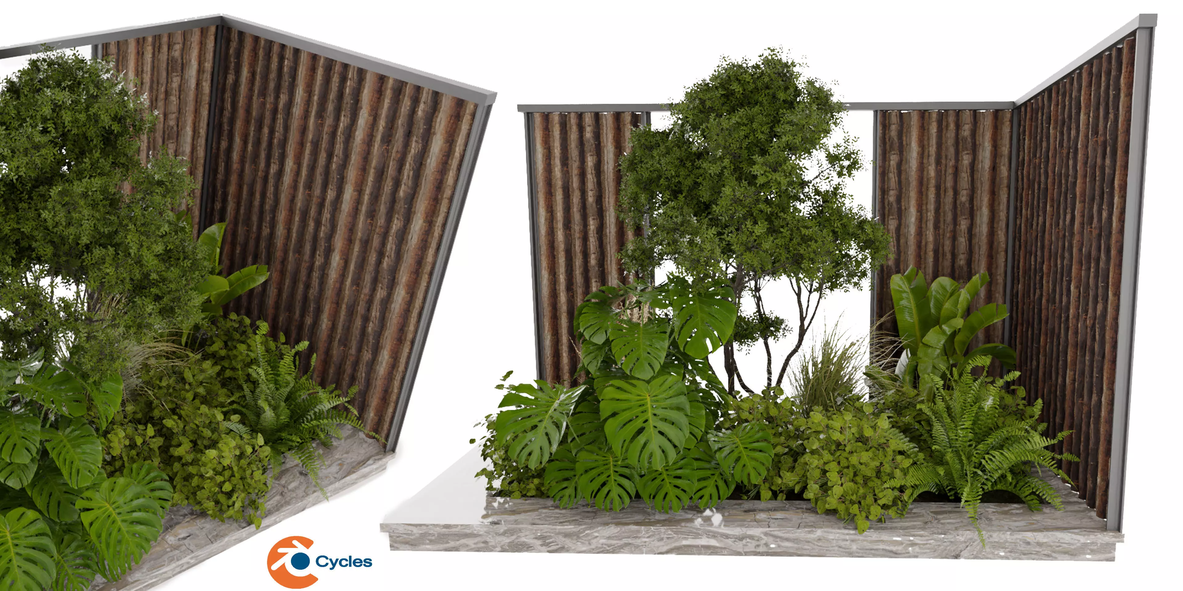 Collection plant vol 488 - garden - leaf - wood - blender model 3D model