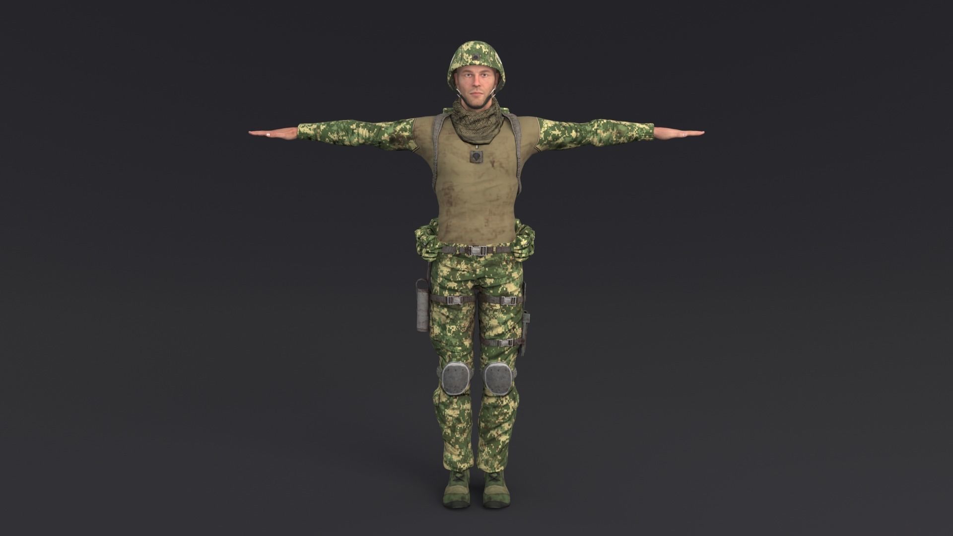 Soldier Rigged Low-poly 3D model_1