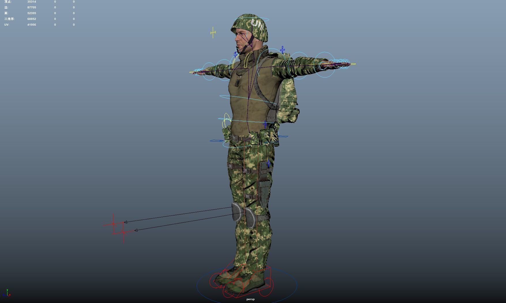 Soldier Rigged Low-poly 3D model_8