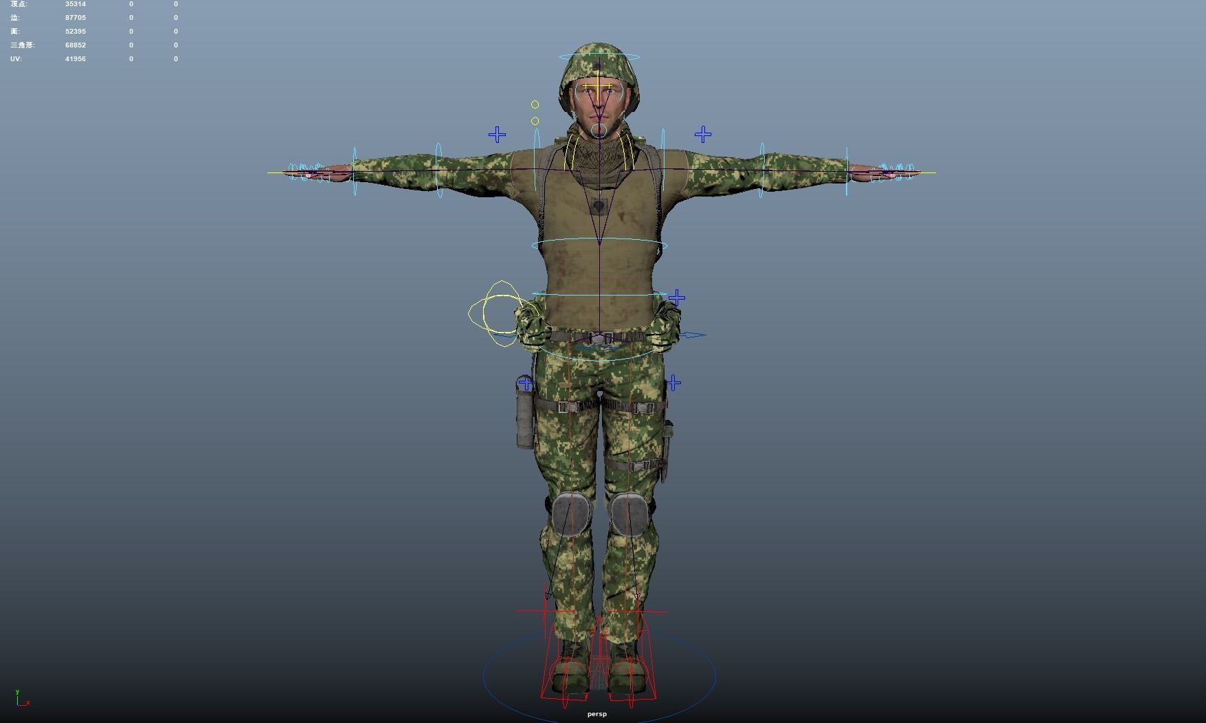 Soldier Rigged Low-poly 3D model_6