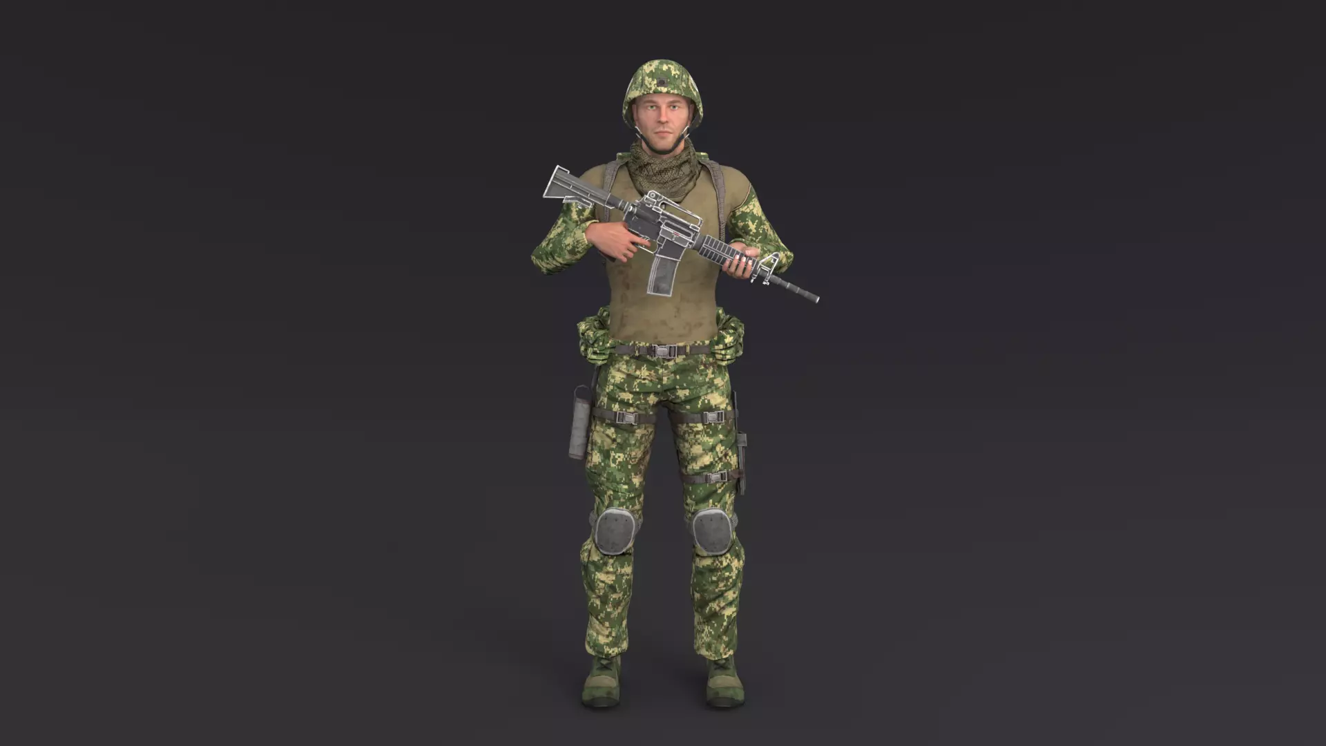 Soldier Rigged Low-poly 3D model_0