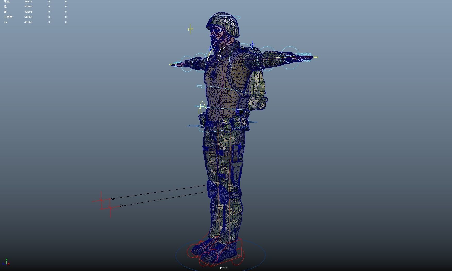 Soldier Rigged Low-poly 3D model_9
