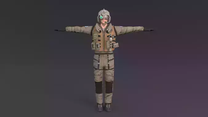 Pilot Rigged Low-poly 3D model