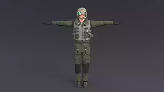 Pilot Rigged Low-poly 3D model