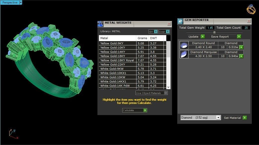 Ring marquise and round  3D print model_4