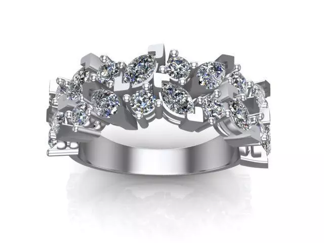 Ring marquise and round  3D print model_0