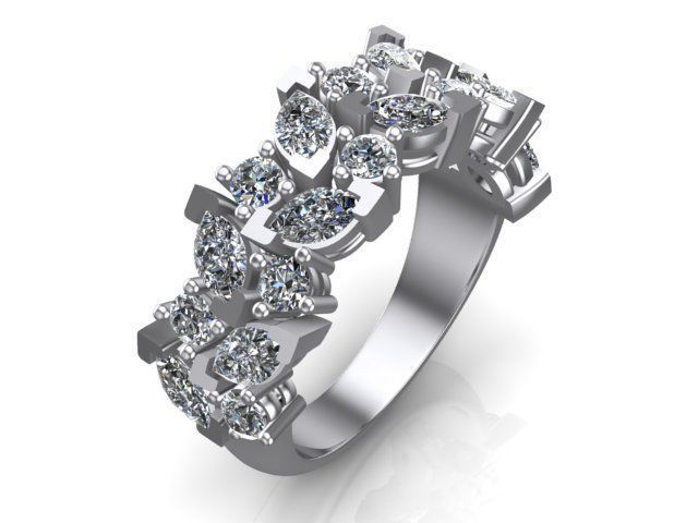 Ring marquise and round  3D print model_1