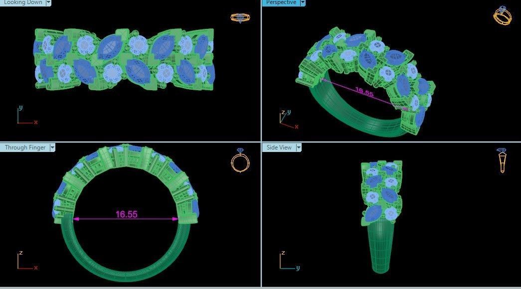 Ring marquise and round  3D print model_3