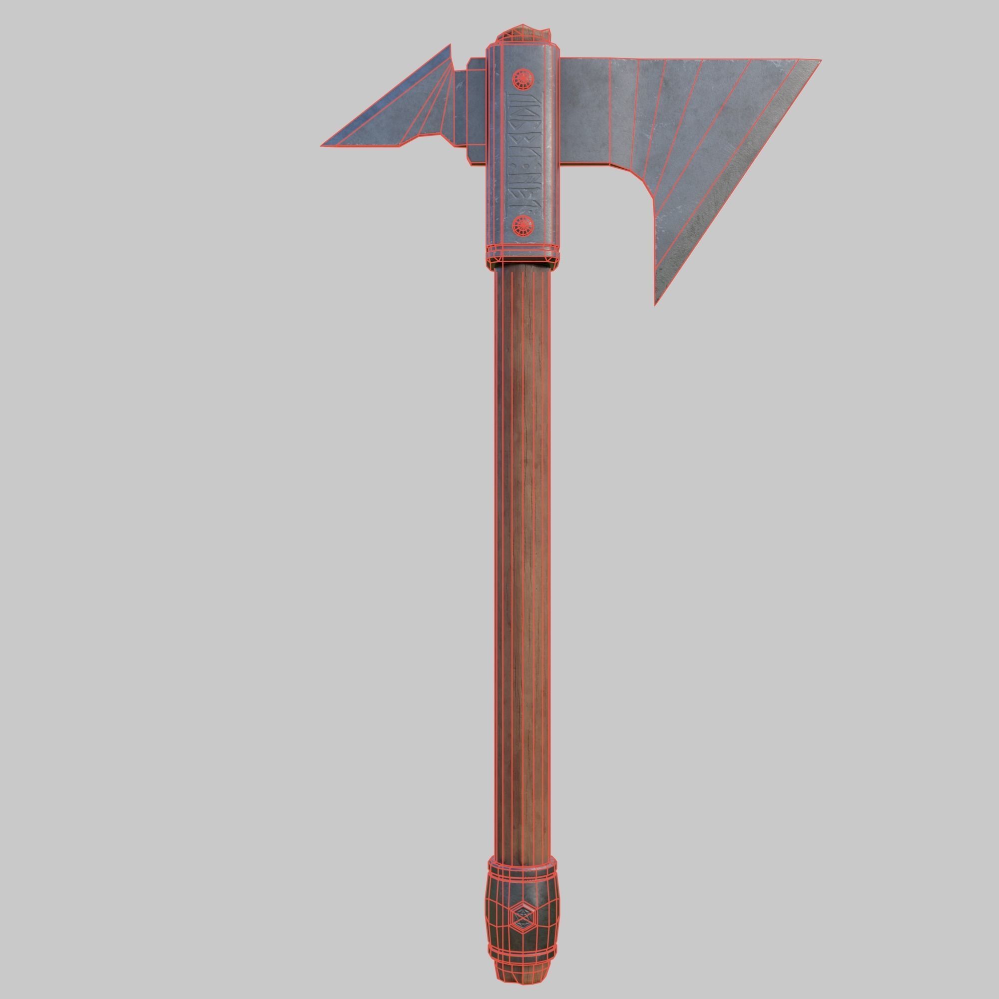 Warrior axe Low-poly 3D model_5
