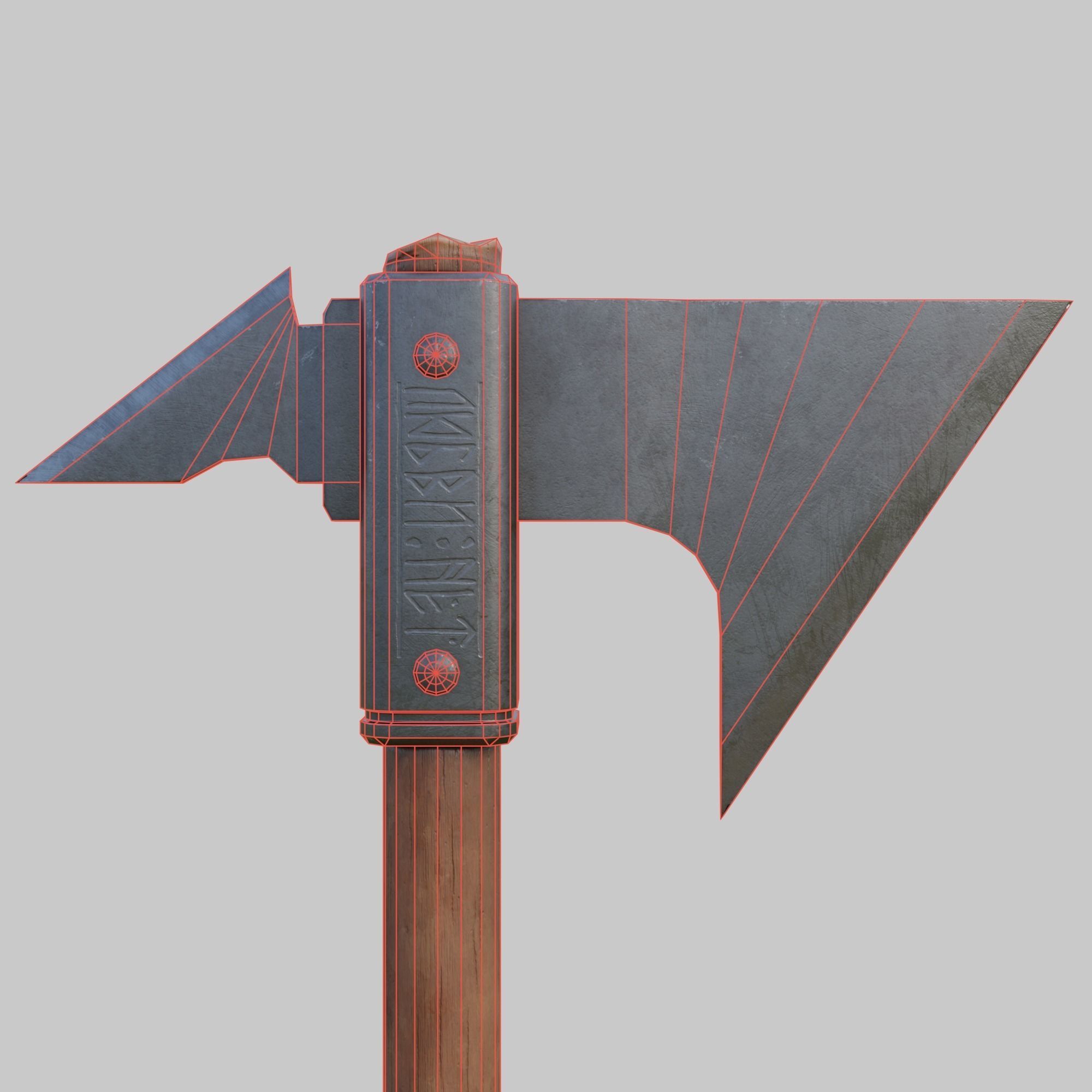 Warrior axe Low-poly 3D model_6