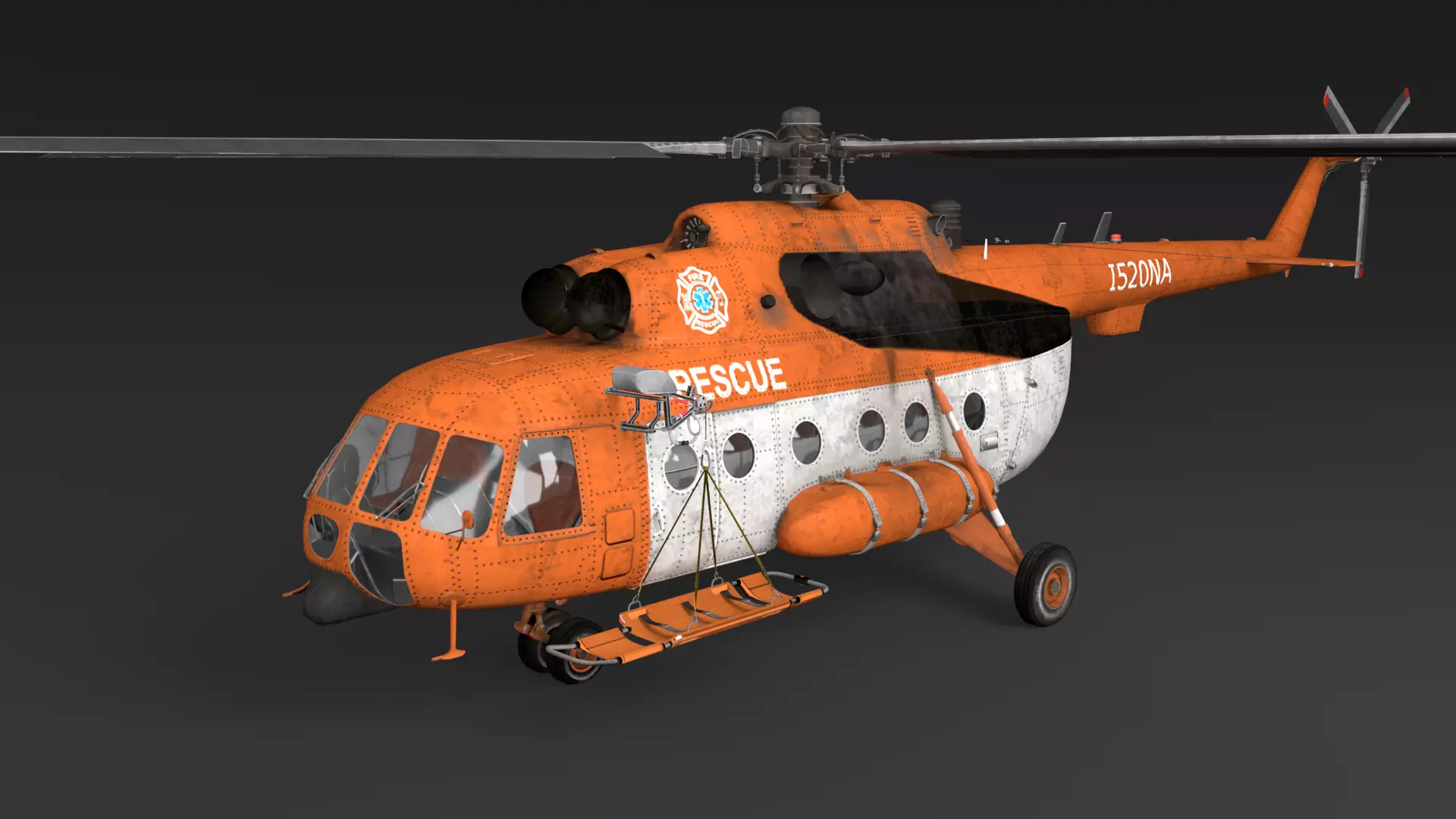 Rescue helicopter Low-poly 3D model_0