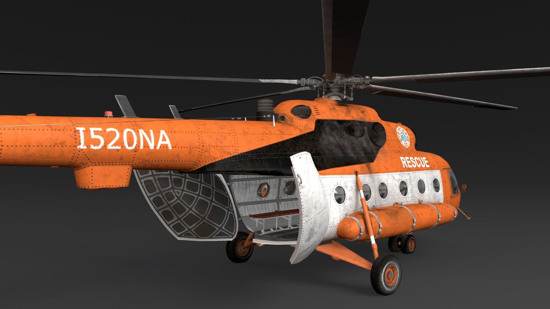 Rescue helicopter Low-poly 3D model_1