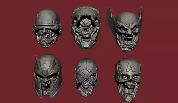 MARVEL ZOMBIE 6 HEADS PACK01