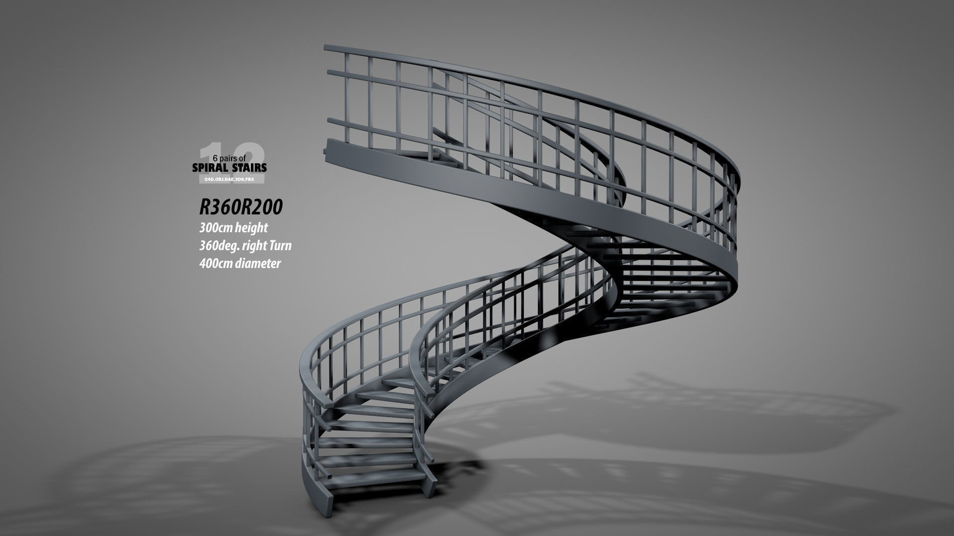 Spiral Stairs v2023 Low-poly 3D model_4