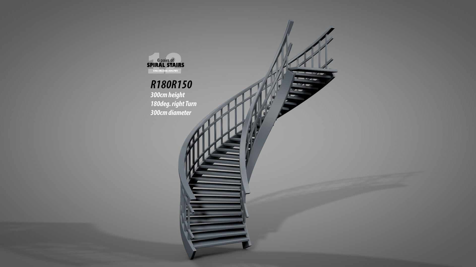 Spiral Stairs v2023 Low-poly 3D model_24