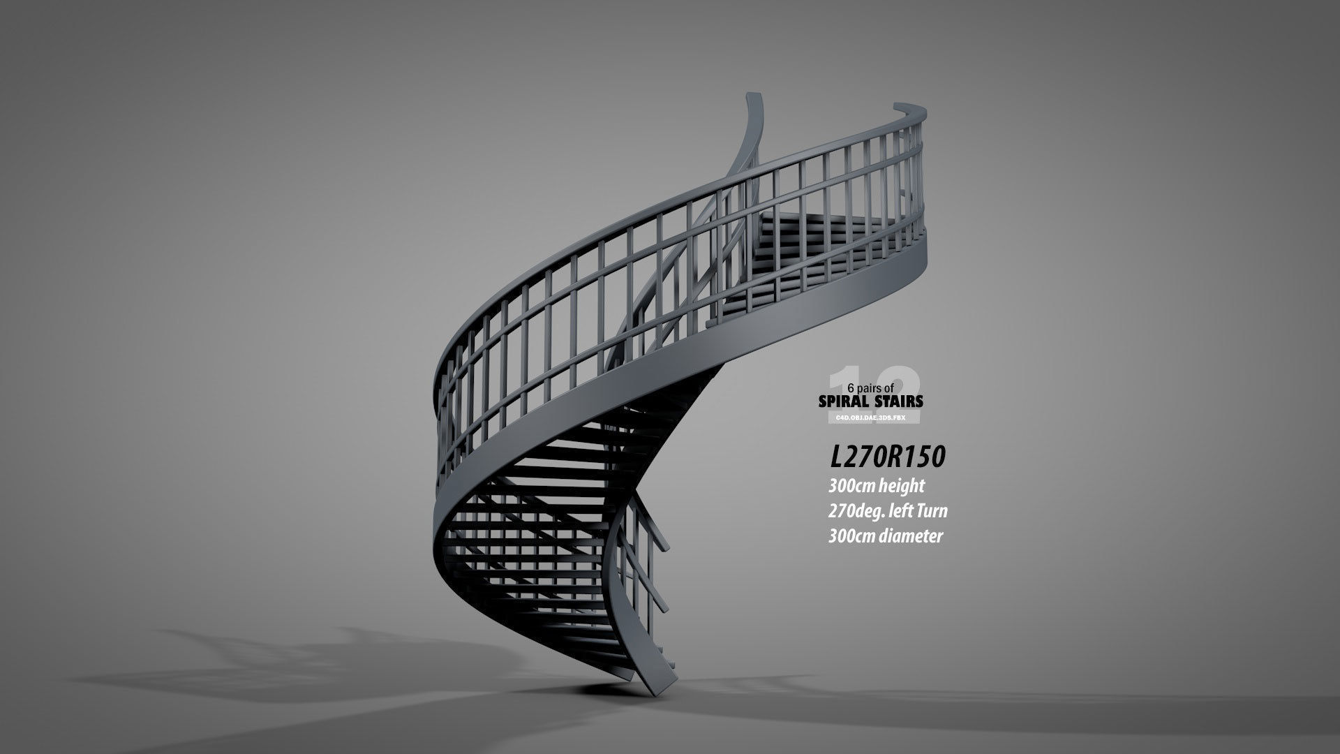 Spiral Stairs v2023 Low-poly 3D model_14