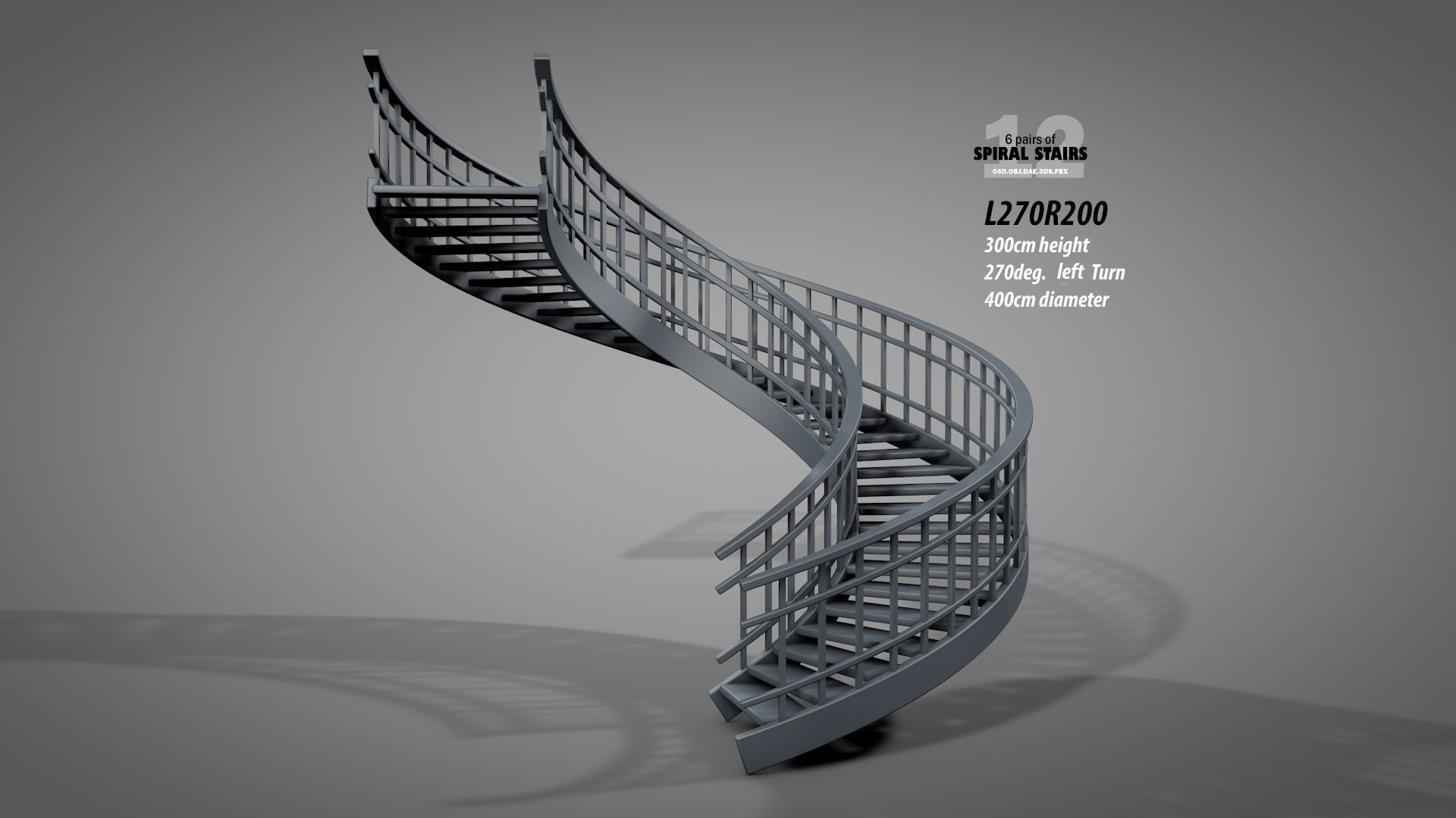 Spiral Stairs v2023 Low-poly 3D model_10