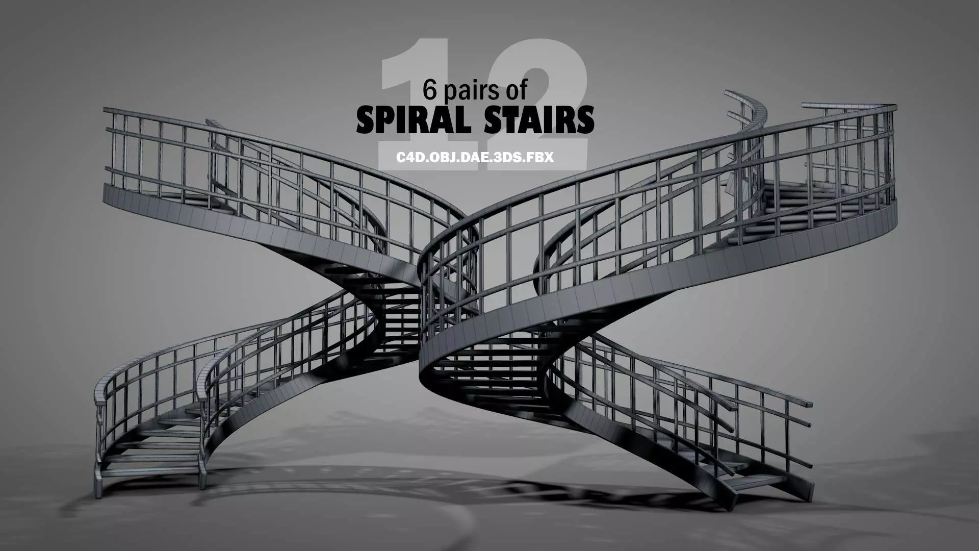 Spiral Stairs v2023 Low-poly 3D model_0