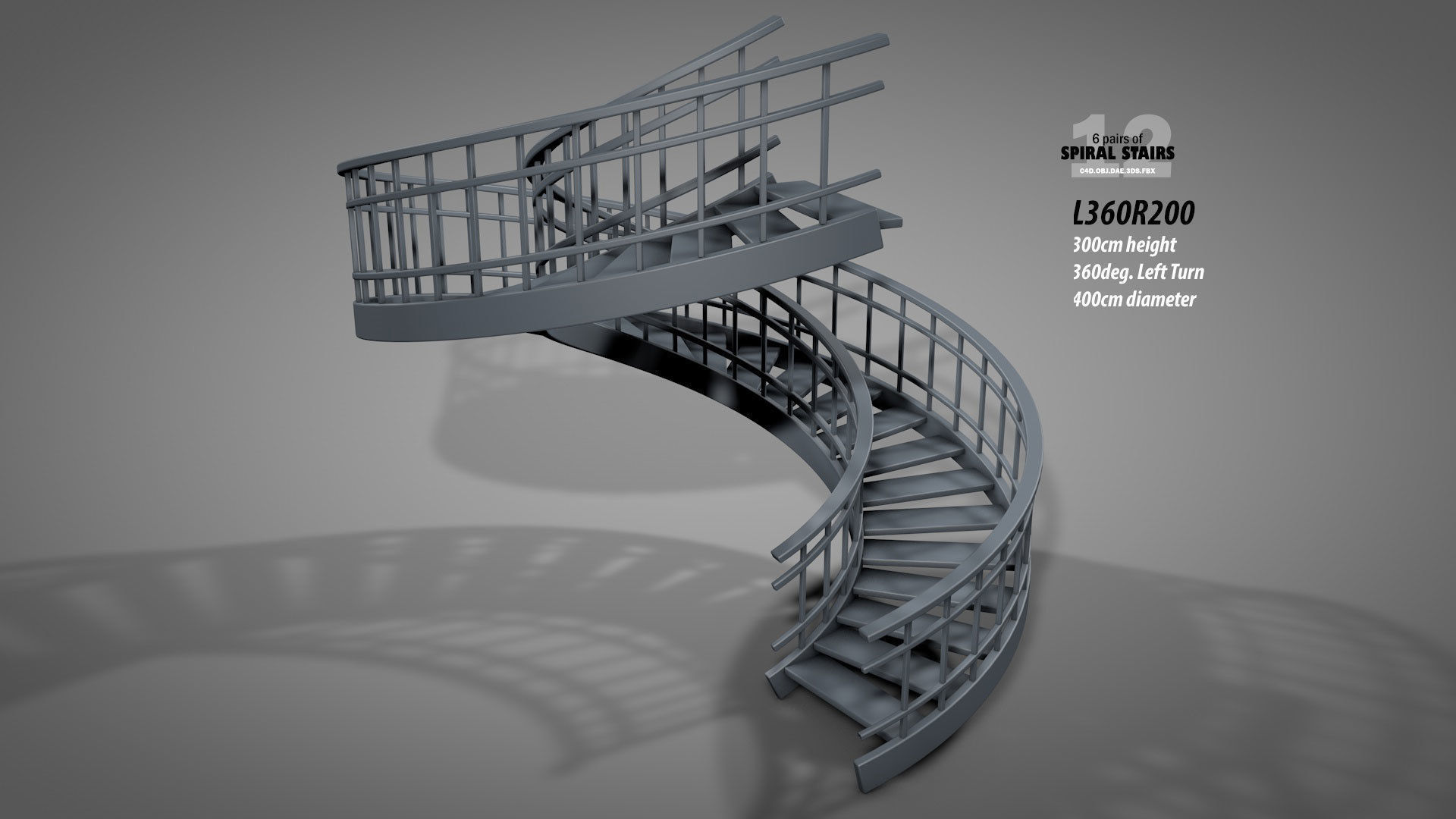 Spiral Stairs v2023 Low-poly 3D model_2
