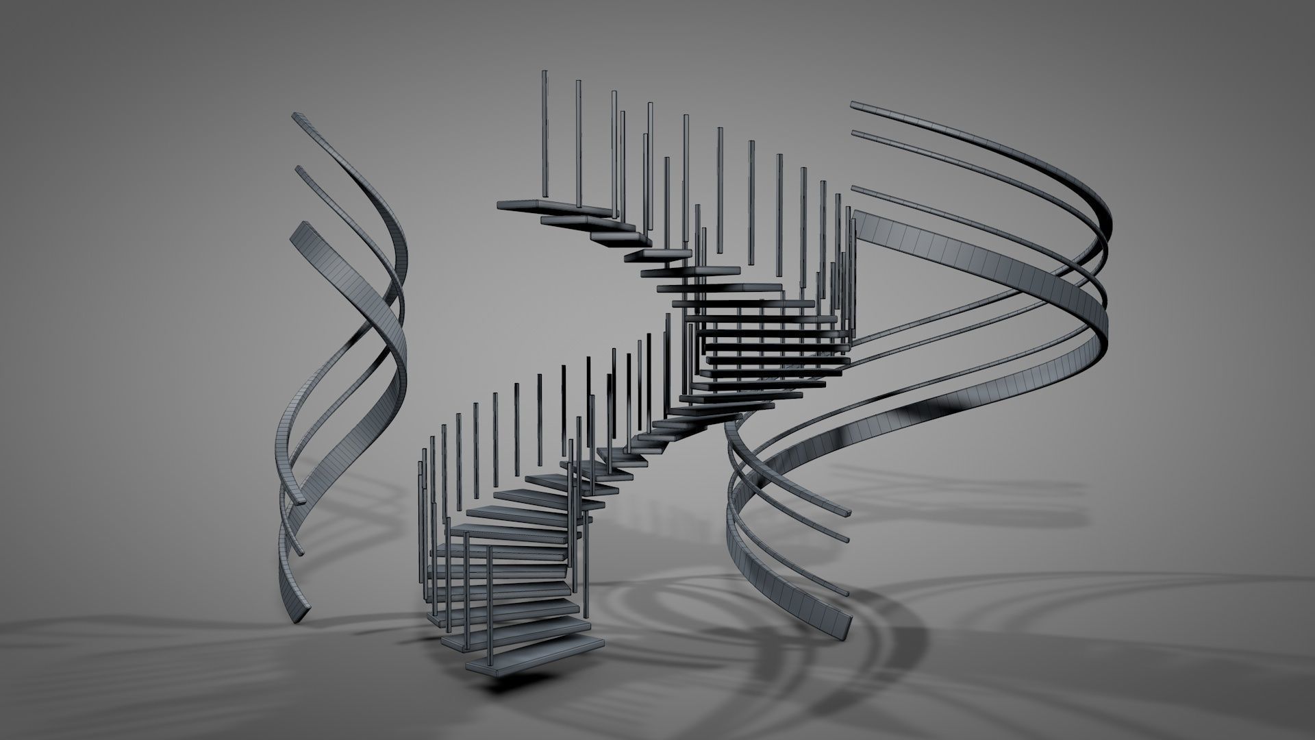 Spiral Stairs v2023 Low-poly 3D model_9